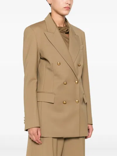 P.a.r.o.s.h Double-breasted Stretch-wool Blazer In Brown