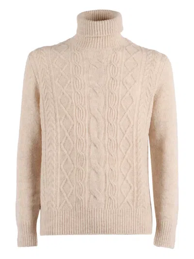 Ballantyne Fine Knit High-neck Pullover With Ribbed Details In Neutral
