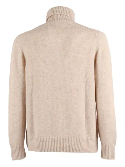 Ballantyne Fine Knit High-neck Pullover With Ribbed Details In Neutral