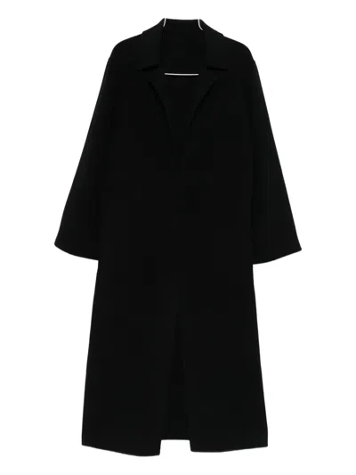 Alberta Ferretti Longline Coat Featuring Notched Lapels In Black