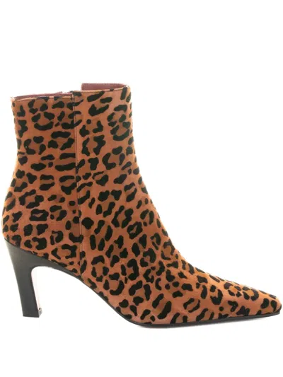 Roberto Festa Yanira High Heels Ankle Boots In Animalier Suede In Brown