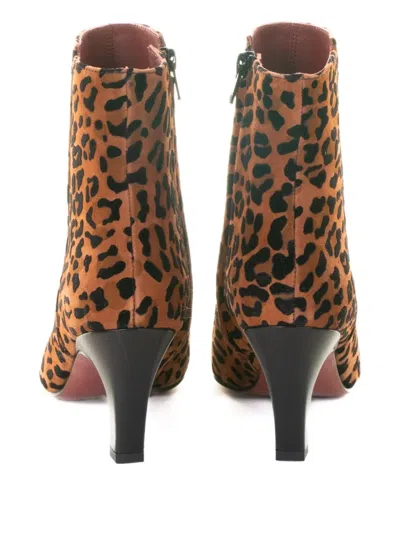 Roberto Festa Yanira High Heels Ankle Boots In Animalier Suede In Brown
