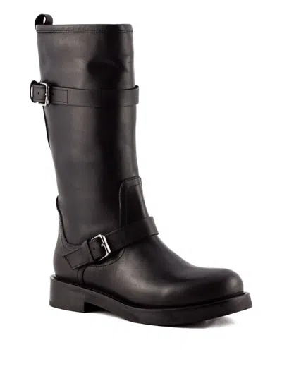 Julie Dee Buckle-strap Leather Boots In Black