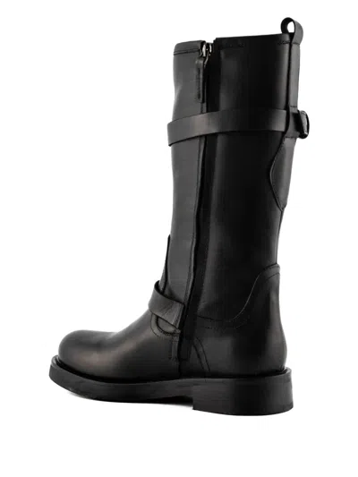 Julie Dee Buckle-strap Leather Boots In Black