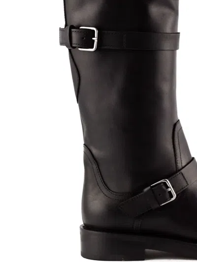 Julie Dee Buckle-strap Leather Boots In Black