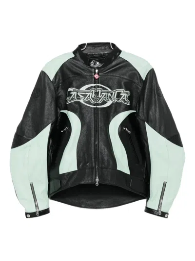 Casablanca Long Sleeve Leather Jacket In Black
