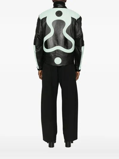 Casablanca Long Sleeve Leather Jacket In Black