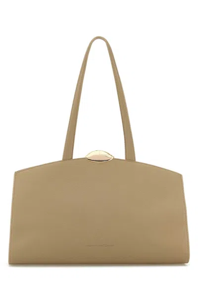 Benedetta Bruzziches Structured Leather Shopping Bag With Top Handle In Brown