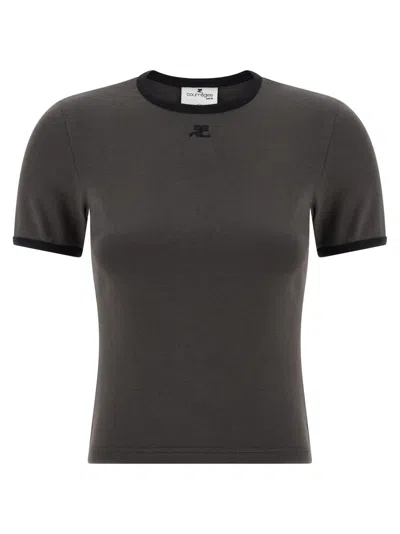 Courrèges Courregès Heritage Contrast T-shirt In Gray