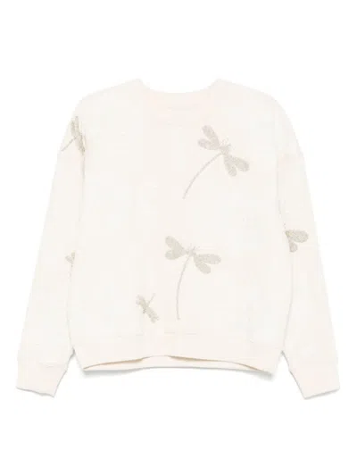 Forte Forte Soft Cotton-elastane Sweatshirt With Textured Dragonfly Pattern In Neutral