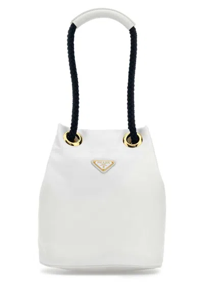Prada Re-nylon Mariner Bucket Bag With Top Handle In White