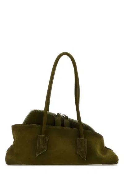 Attico Small La Passeggiata Suede Bag In Green