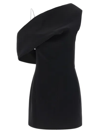 Jacquemus One Shoulder Mini Dress With Asymmetric Neckline In Black