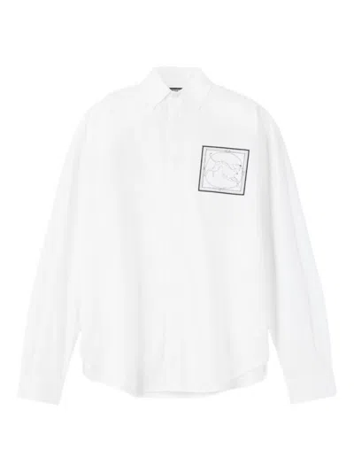 Jacquemus La Chemise Simon Dog Patch Button-up Shirt In White