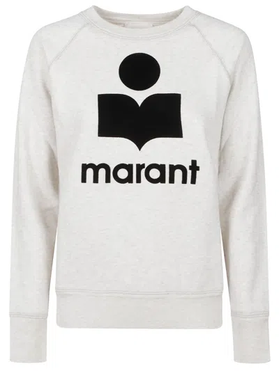 Isabel Marant Étoile Isabel Marant Etoile Women Beige High Neck Sweatshirt With Contrasting Logo Print In Cotton Blend Wo In White