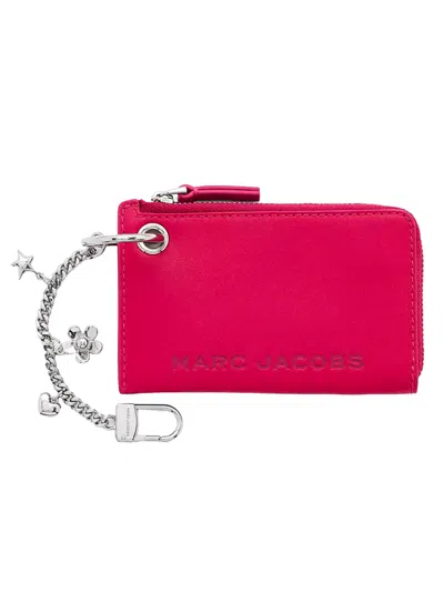 Marc Jacobs Zip Wallet With Keyring And Metal Charm In Pink