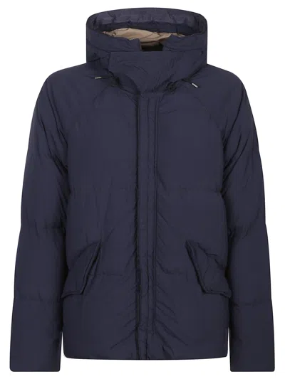 Ten C Down Parka With Hooded Design And Quilted Texture In Blue
