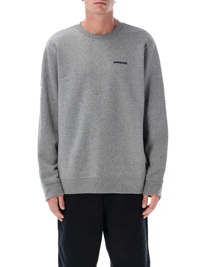 Patagonia Long Sleeve Cotton Blend Logo T-shirt In Gray
