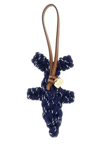 Miu Miu Multicolor Crochet Keyring In Blue