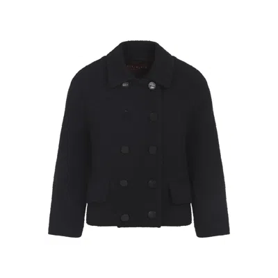Gucci Double-breasted Wool Jacket Featuring Pockets In Black