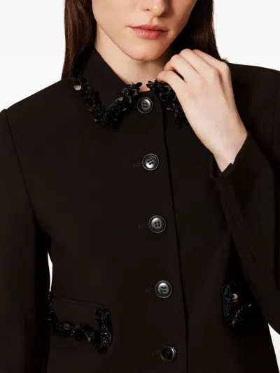 Twinset Cropped Tailored Jacket With Decorative Embellishments In Black