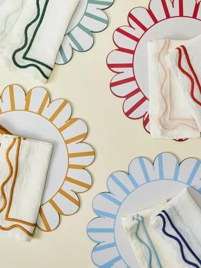 Misette Colorblock Linen Four-piece Napkin Set In Multi