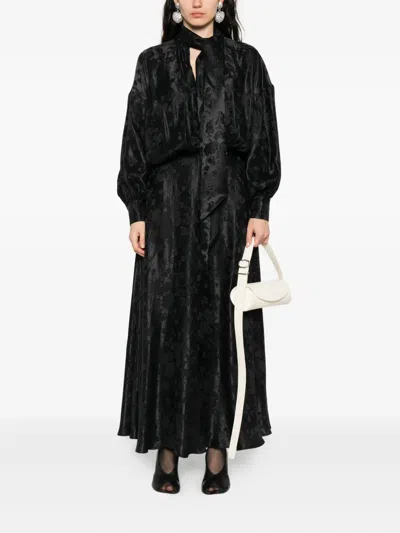 Viktor & Rolf Bow-detail Patterned Maxi Dress In Black