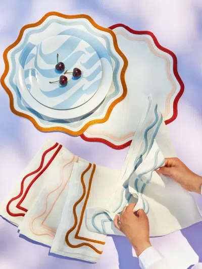 Misette Colorblock Linen Four-piece Napkin Set In Multi