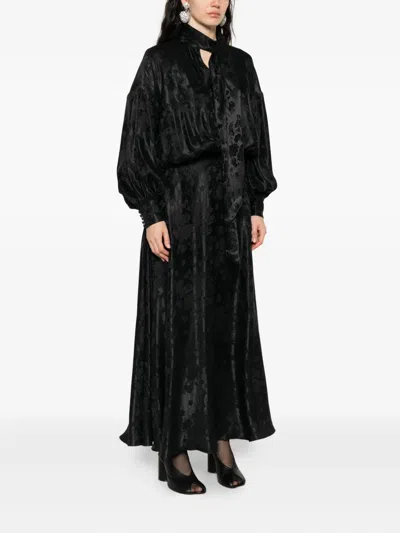 Viktor & Rolf Bow-detail Patterned Maxi Dress In Black