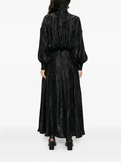 Viktor & Rolf Bow-detail Patterned Maxi Dress In Black