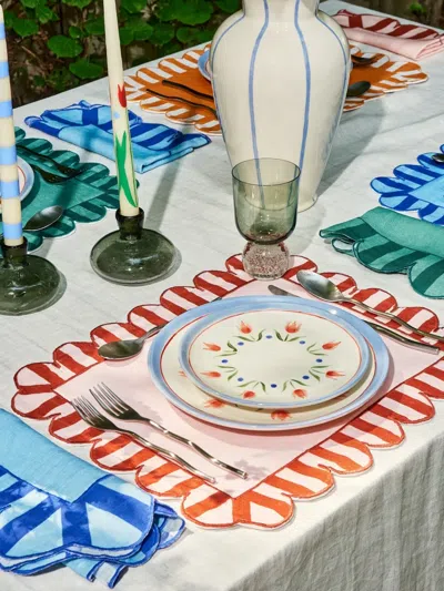 Misette Scalloped-edge Striped Napkins (set Of Four) In Multi