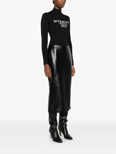 Givenchy Logo Ribbed-knit Bodysuit In Black