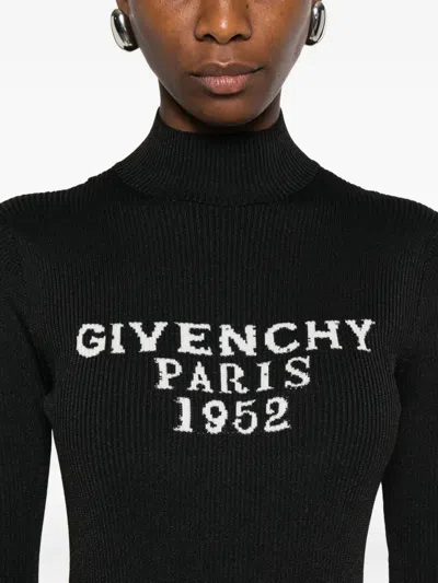 Givenchy Logo Ribbed-knit Bodysuit In Black