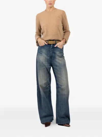 Arlo Mott Side-split Cashmere Sweater In Brown