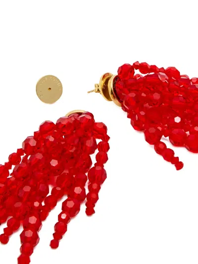 Simone Rocha Cascading Chandelier Beaded Drop Earrings In Red