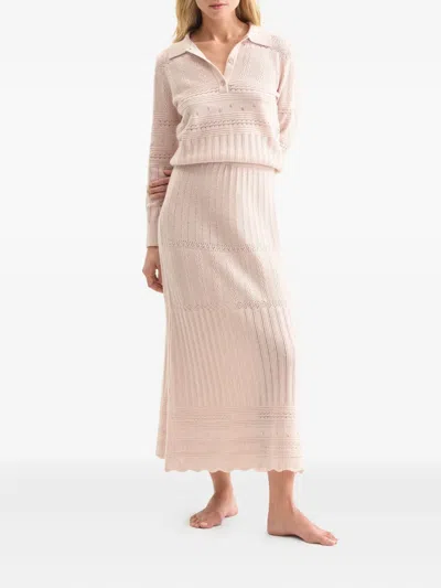 Eres Rythmee Pointelle Wool And Cashmere Midi Skirt In Multi