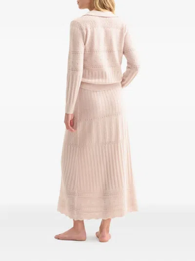 Eres Rythmee Pointelle Wool And Cashmere Midi Skirt In Multi