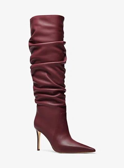 Michael Kors Dawn Leather Boot In Red