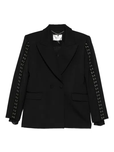 Nissa Embellished Double-breasted Jacket In Black