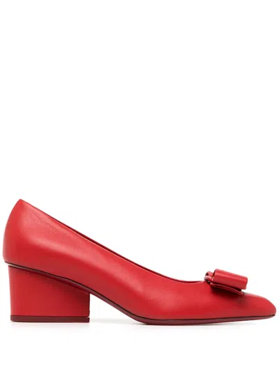 Ferragamo 30mm Vara Bow-detail Leather Pumps In Red