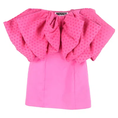 Rotate Birger Christensen Rotate By Birger Christensen Natalie Bow-detail Strapless Mini Dress In Pink Polyester In Pink