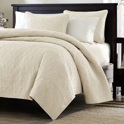 Hivvago Twin / Twin Xl Size Quilted Coverlet Set With One Pillow Sham In Ivory In Neutral