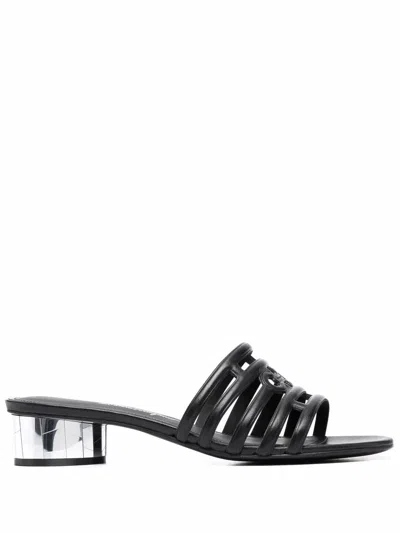 Ferragamo Finn Lambskin Mirror-heel Sandals In Black
