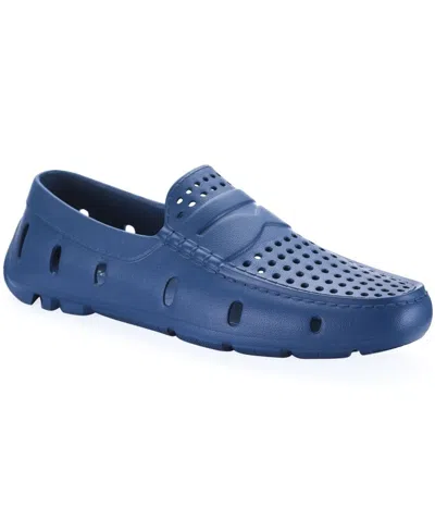 Club Room Atlas Driver Loafers Men's Navy Perforated Slip On Shoes Zpo3796 In Blue