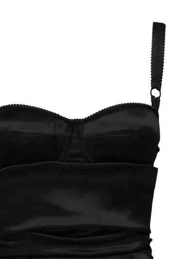 Dolce & Gabbana Draped Midi Dress In Black