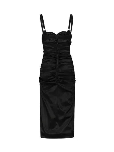 Dolce & Gabbana Draped Midi Dress In Black