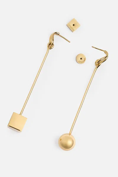Jacquemus The Nodo Square-circle Drop Earrings In Gold