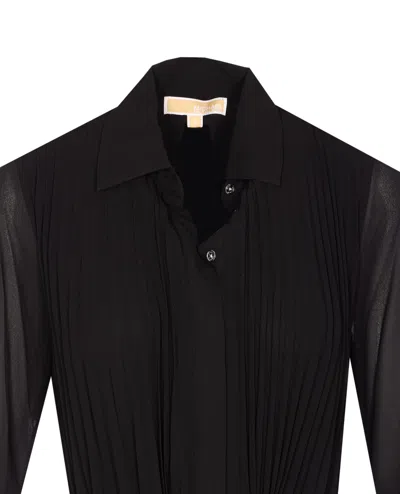 Michael Michael Kors Pleated Shirt Dress In Black