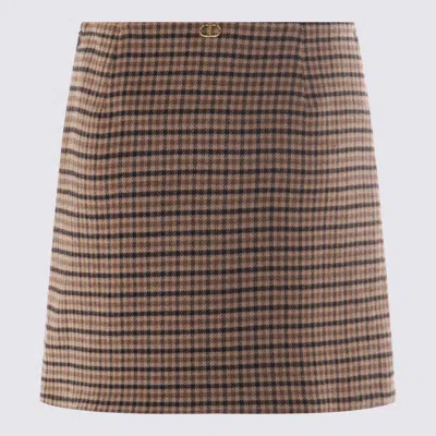 Twinset Beige Wool Skirt In Multi
