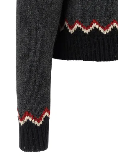 Alanui Grey Fair Isle Patterned Turtleneck Jumper In Gray